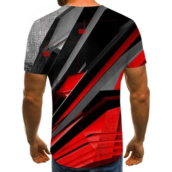 Moška športna majica s kratkimi rokavi vsakdanje 3D kariran vrh priložnostne kratka sleeved majico O-vratu poletje moda vsakdanje ulične