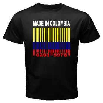 NAREJENO V KOLUMBIJI, Kolumbijski Nacionalno Zastavo Številke črtne kode T-Shirt. Poletje Bombaž O-Neck Kratek Sleeve Majica Mens Novo S-3XL
