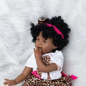 NOVO 56 CM Veren Prerojeni Baby Doll Polno Vinil Telo Lutka Realne 22-palčni Newborn Baby Lutke Z Zobmi African American Igrače