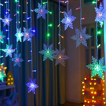 Nepremočljiva Počitnice Stranka Zavesa Svetlobe, Božični Okraski, Snežinke Niz Led Luči 3,5 m Utripajoče Luči Vila Val Svetlobe
