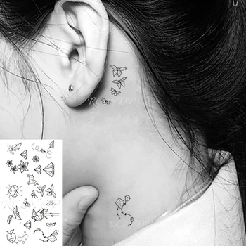 Nepremočljiva Začasni Tattoo Nalepke Kita Cvet Čoln Ptica Kite Vrstice-risba Element Ponaredek Tatto Flash Tattoo, za Otroke, Moške, Ženske