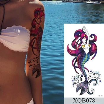 Nepremočljiva Začasni Tattoo Nalepke Luna Morje Morska Deklica Flash Tetovaže Cvetje Lobanje Zmaj Body Art Roko Ponaredek Tattoo Ženske Moški