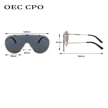 OEC CPO Prevelik Rimless sončna Očala Ženske Modni Kovice Enem Kosu Objektiv sončna Očala Ženske Letnik Odtenki Očala Očala UV400