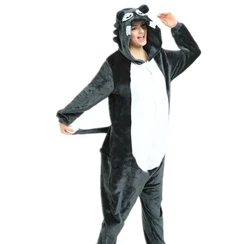 Odrasle Ženske, Flanela Sleepwear Unisex Panda Tiger Zebra Cartoon Živali Pajama Nastavite Hooded Pižame Slon Kigurumi