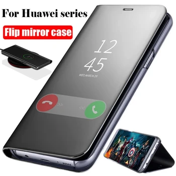 Ogledalo Smart Flip Primeru Telefon Za NASPROTNEGA Realme X7 7 C15 C11 C17 C12 7I 6 X50 Pro Anti-padec Luksuzni Celotno Okno Držalo, Stojalo Pokrov