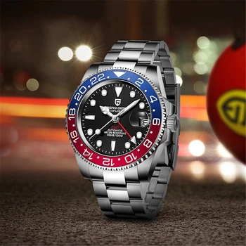 PAGANI DESIGN Safirno Steklo 40 MM Keramične Plošče Watch moških GMT 100M Nepremočljiva Mehanske Ure Poslovni Luksuzni Samodejni Watch