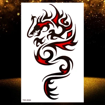 Plemenski Totem Dragon Tattoo Nalepke Za Ženske In Otroci, Moški, Black Wolf Začasni Tattoo Ponaredek Gozd Luna Cvet Geometrijske Tetovaže Prilepite