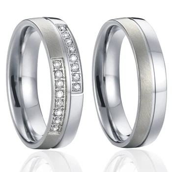 Poročni prstani za pare ljubezen zavezništvo pari obletnico iz nerjavečega jekla, kubičnih cirkonij nakit sterling srebrni prstan