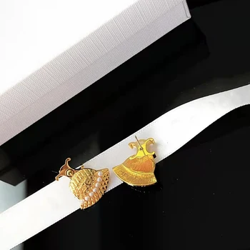 Preprosta modna pearl krilo S925 sterling srebrni uhani prvotne blagovne znamke visoke kakovosti nakit logotip lepe ženske darilo