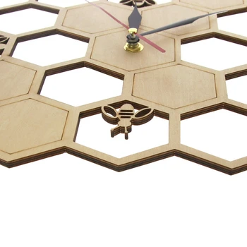 Rezanje Lesa Ura Medu Čebel na Honey Comb Parcelo Narave Watch Stenske Ure Geometrijske Kuhinja Art Dekor