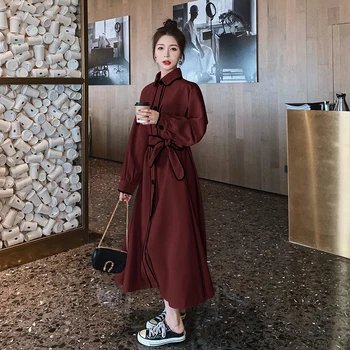 Rokavi Obleka Ženske Dolg Rokav River Beloprsi Singl Povoj Obleke Ženska Elegantna Korejski Visoko Pasu Pomlad Jesen Dolgo Obleko