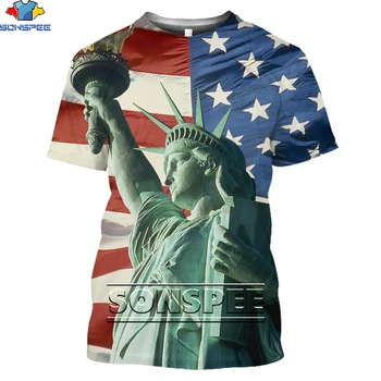 SONSPEE Kip Svobode T-shirt 3D Moški Ženske Ameriške Zastave, Harajuku majic Unisex Kratek Rokav Tee Shirt Oversize Oblačila