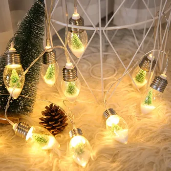 Sneg Globus Božič Niz Luči LED Mini Božično Drevo Snežinka Svetu Žarnica Luči Sklop Okras Božič Žogo Ornament