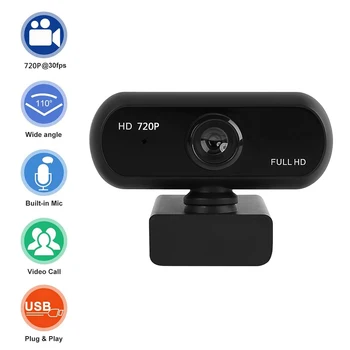 Spletna kamera 720P Full HD Web Kamera z Mikrofonom USB Web Cam za PC Računalnik Mac Prenosnik Namizni YouTube, Skype Mini Kamera