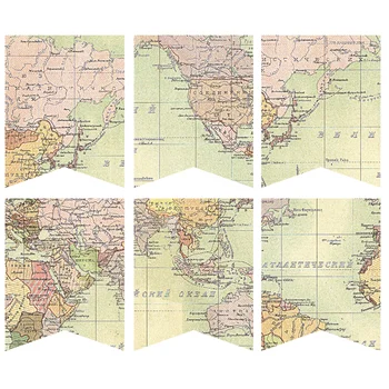 Stari Zemljevid Sveta Banner Starinski Zemljevid Garland Zanikrni Zemljevidu Sveta Bunting Potovanja Dekor Diplomi Poroke Stranka Dobave