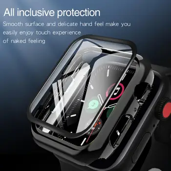 Steklo+primeru Za Apple Watch serie 6 5 4 3 MP 44 mm 40 mm iWatch Primeru 42mm 38 mm odbijača Screen Protector+pokrov apple watch Accessorie
