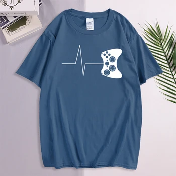 T-Shirt Moški Bije Linij In Gamepad Kreativni Grafični Natisni T-Shirt Moški Poletje Oversize Priložnostne Tees Moda Dekle Top Slim