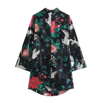 TRAF Za 2021 Cvetlični Obleka Ženska Črna Mini Elegantne Obleke Za Ženske Modni Jeseni Letnik Kitajski Dolgimi Rokavi, Kratke Obleke