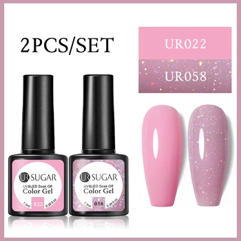 UR SLADKORJA 2/3pcs Gel lak Nastavite Nude Pink Bleščice Sequins Gel Dolgotrajno Znanja Top Nail Art Design Hibrid