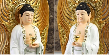 Velika 51 CM 3PCS A set HOME svetišče varstvo Budizem XI FANG SANSHENG Stoji Guan yin Amitabha Mahasthamaprapta kip Bude