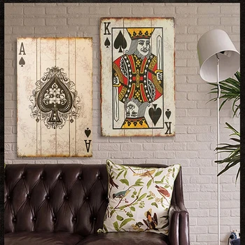 Vintage Poker, Igralne Karte, Platno Slikarstvo Plakatov in Fotografij Wall Art Slik, Spalnica Home Design Bar Pub Dekoracijo