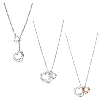 Visoke kakovosti 1:1 TTFF 925 sterling silver fashion dvojno ljubezen ogrlica nakit prvotno obliko črke obrti