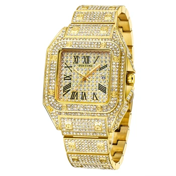 Vroče Prodaje Hip Hop Moških Polno Diamond Watch Bling Ledeni Iz Nerjavečega Jekla Quartz Športno Ročno Uro Darilo Ura Montre