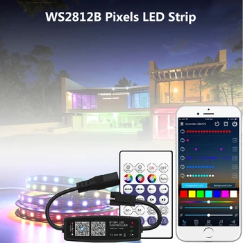 WS2812B RGB Led Trakovi 30/60/144Pixels/m WS2812 IndividuaIIy Prostor Svetlobe Z 5V Napajanje Bluetooth Glasbe Krmilnik