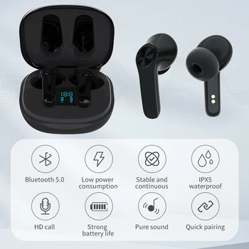 XT1 TWS Slušalke Bluetooth 5.0 Brezžične Slušalke z Mikrofonom za Stereo Slušalke Igralec V uho Čepkov za Iphone, Android