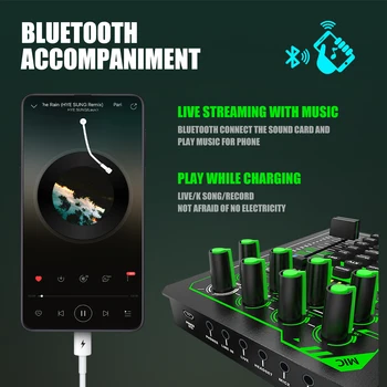 XTUGA Zvočno Kartico za Telefon Zvočno Kartico, Mikrofon Zunanje Zvočne Kartice z Bluetooth Zaslon za ponovno Polnjenje za Živo
