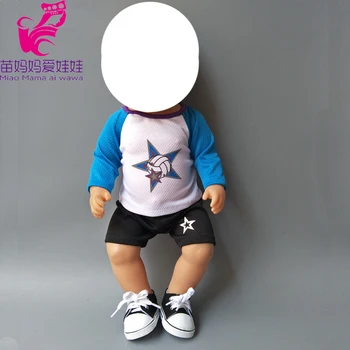 Za 18 Inch Lutke Otroka Trak T Shirt +Jeans Krilo 45 cm, Primerni za Dekleta Lutka Obleko Določa