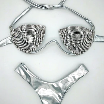 Zlato Bikini Komplet Ženske Diamante Karneval Modrc nosorogovo Seksi Nočni Klub, Hlačke Rave Festival Bikini Komplet Burning Man Obleko