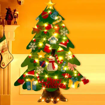 Čutiti Božično Drevo Otroci DIY Steni Visi Okraske na Baterijski Pogon z 32pcs Okraski Niz LED Luči(2m) Božični Dekor