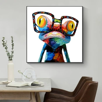 Žaba z Očali Sliko Platno Stensko Slikarstvo Umetnost, Grafiti, Plakati, Tiskanje Sodoben Dom, ki Živijo Spalnica, otroška Soba Dekoracijo