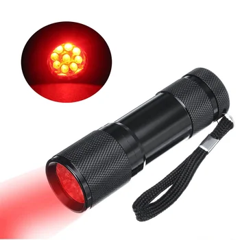 Žep Mini 9 LED Rdeča Lučka RedSight 670nm Rdeča Svetilka baterijska Svetilka Za Branje Astronomije Star Zemljevidi Ohranjanje Night Vision